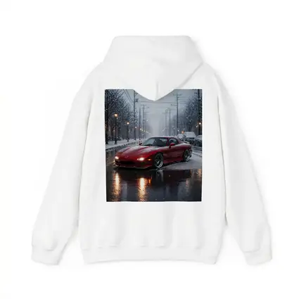 Mazda RX7 Red Sports Car Snowy Street