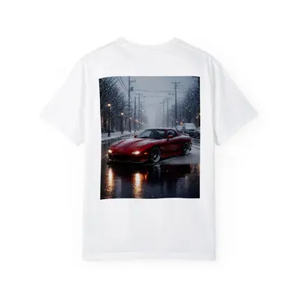 Mazda RX7 Red Sports Car Snowy Street