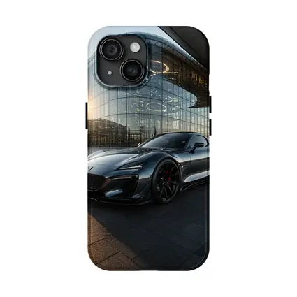 Mazda RX8 Gray Sports Car Glass Building