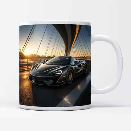 McLaren 570S Black Supercar Bridge Sunset