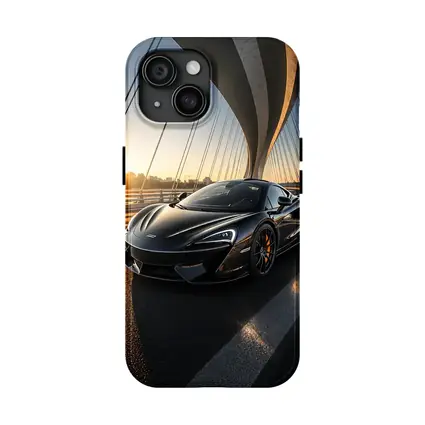 McLaren 570S Black Supercar Bridge Sunset