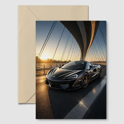 McLaren 570S Black Supercar Bridge Sunset