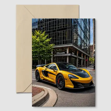 McLaren 600LT Yellow Supercar City Street