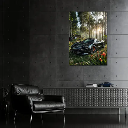 McLaren 720S Black Supercar Forest Sunlight