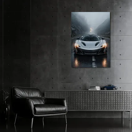 McLaren P1 Silver Rainy Mountain Road