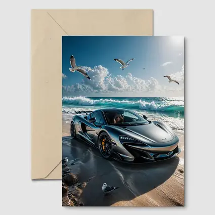 McLaren 765LT Supercar On Sunny Beach