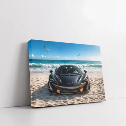 McLaren 765LT Black Supercar on Beach