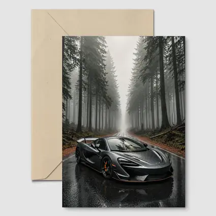 McLaren 570S Gray Supercar Foggy Forest Road