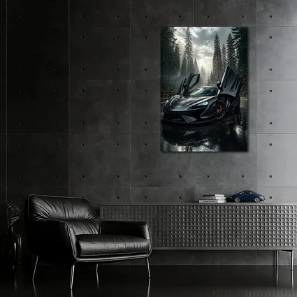 McLaren Supercar Wet Forest Road Dark