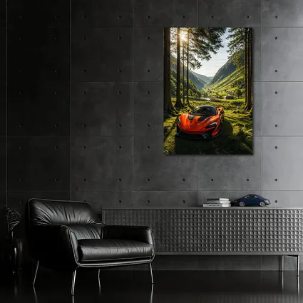McLaren P1 Orange Supercar Forest Valley