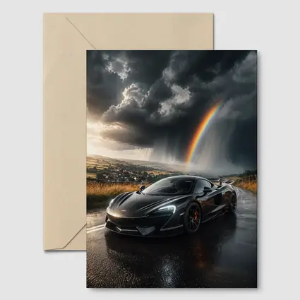 McLaren 570S Black Supercar Stormy Rainbow Road