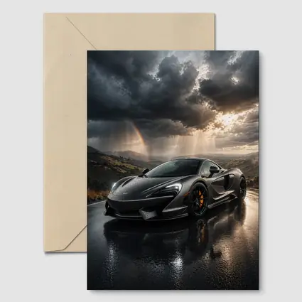McLaren 570S Black Supercar Stormy Road