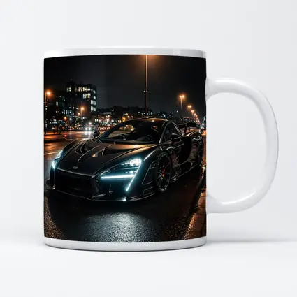 McLaren Senna Black Supercar Rainy Night Street