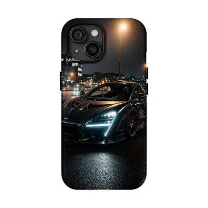 McLaren Senna Black Supercar Rainy Night Street