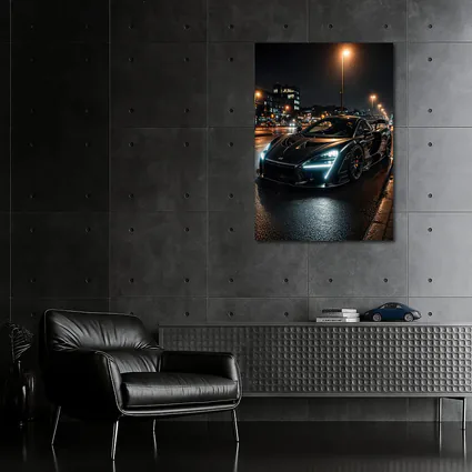 McLaren Senna Black Supercar Rainy Night Street