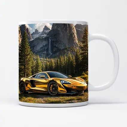 McLaren 570S Gold Chrome Mountain Forest Scene