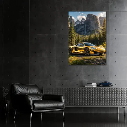 McLaren 570S Gold Chrome Mountain Forest Scene