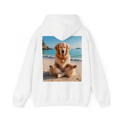 Golden Retriever Meditating on Sunny Beach