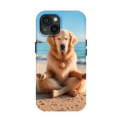 Golden Retriever Meditating on Sunny Beach