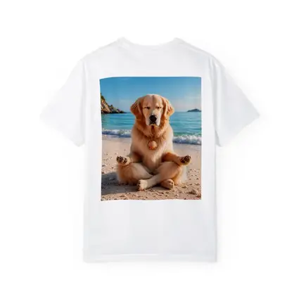 Golden Retriever Meditating on Sunny Beach