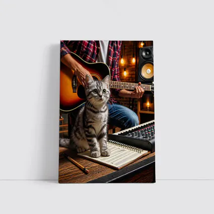 American Shorthair Kitten Music Studio Scene