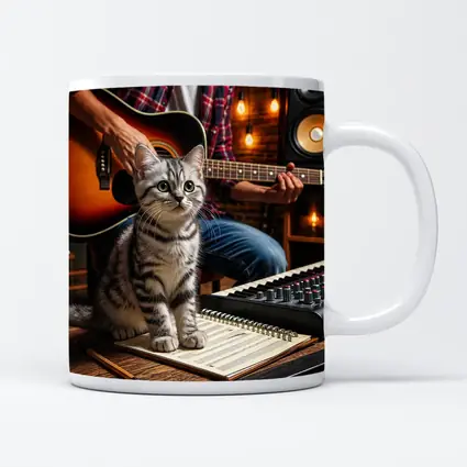 American Shorthair Kitten Music Studio Scene