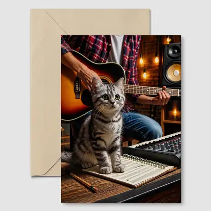 American Shorthair Kitten Music Studio Scene