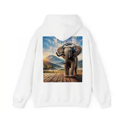Elephant With Headphones Music Mountain Landscape