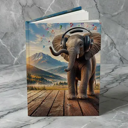 Elephant With Headphones Music Mountain Landscape