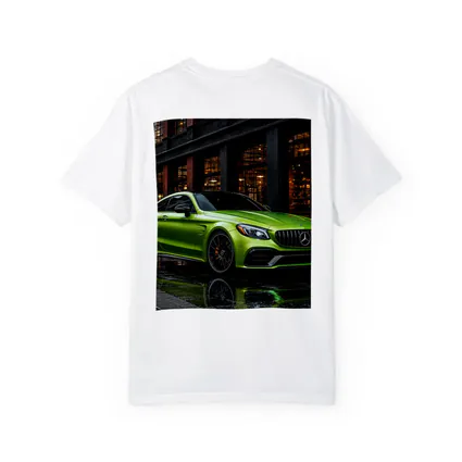 Mercedes AMG C63 Green Rainy Urban Street