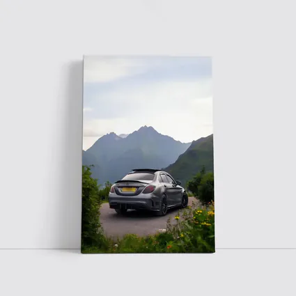 Mercedes AMG C63 Matte Gray Mountain Backdrop