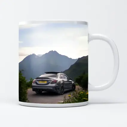 Mercedes AMG C63 Matte Gray Mountain Backdrop