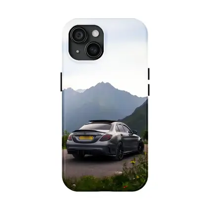 Mercedes AMG C63 Matte Gray Mountain Backdrop