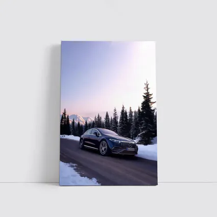 Mercedes AMG EQS Driving Snowy Winter Road