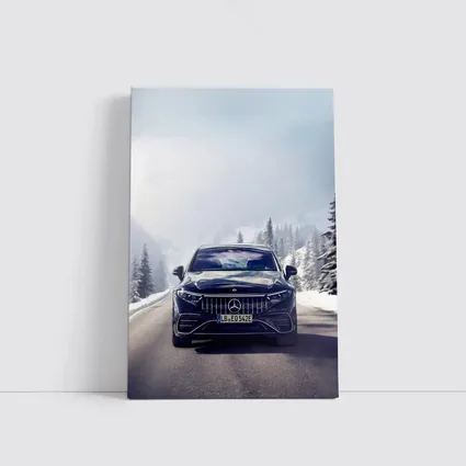 Mercedes AMG EQS Dark Blue Winter Road