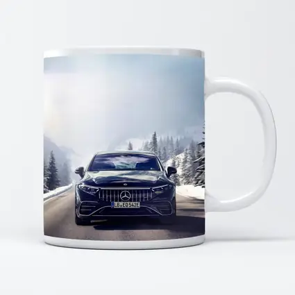 Mercedes AMG EQS Dark Blue Winter Road