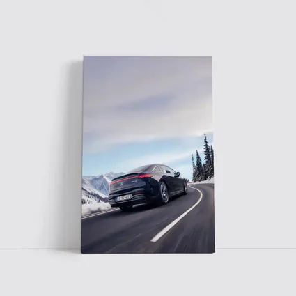 Mercedes AMG EQS Dark Blue Winter Mountain Road