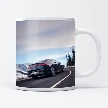 Mercedes AMG EQS Dark Blue Winter Mountain Road