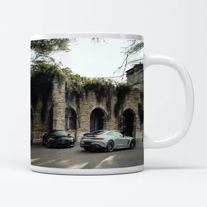 Mercedes AMG GT Two Cars Stone Building