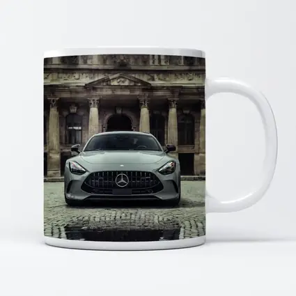 Mercedes AMG GT Front View Cobblestone Building