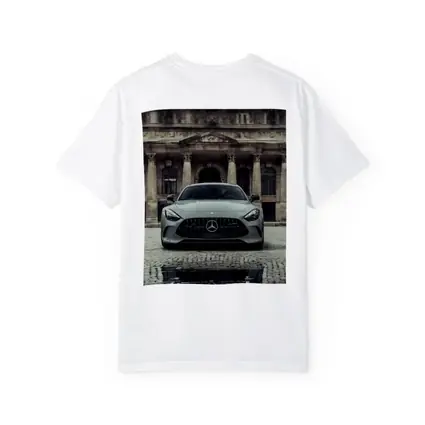 Mercedes AMG GT Front View Cobblestone Building