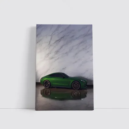 Mercedes AMG GT Green Against Marble Wall