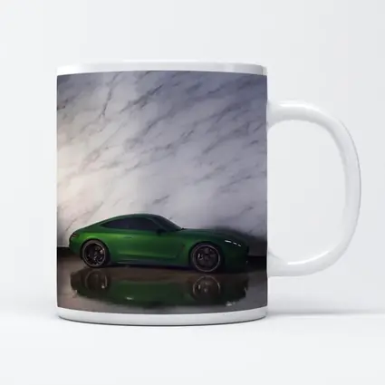 Mercedes AMG GT Green Against Marble Wall
