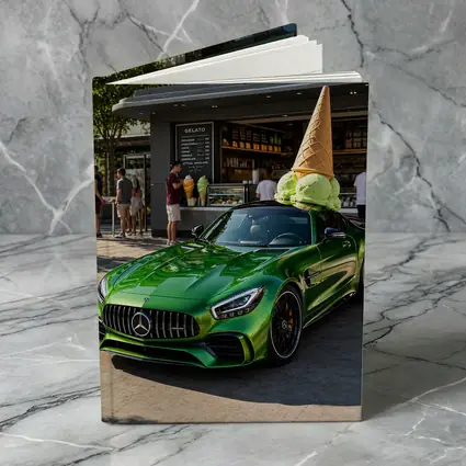 Mercedes AMG GT Green Outside Gelato Shop