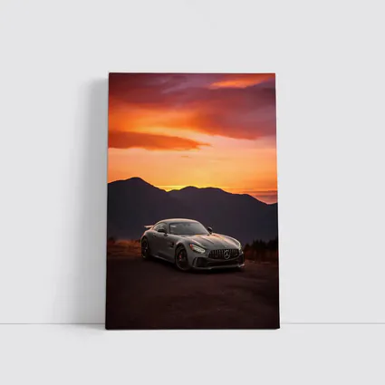 Mercedes AMG GT R Fiery Sunset Mountains
