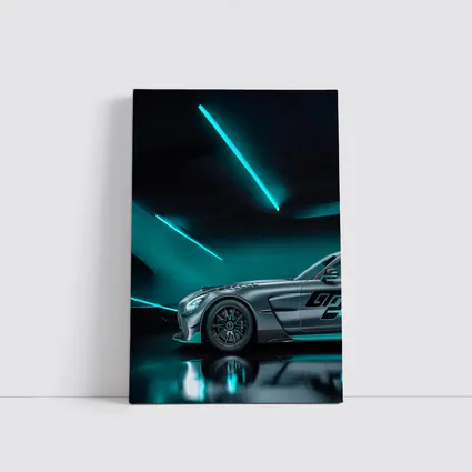 Mercedes AMG GT Neon Teal Garage Night