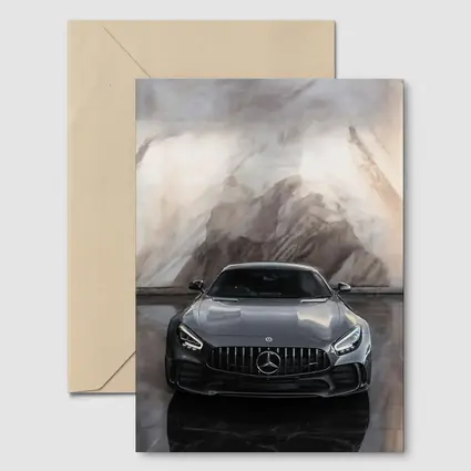 Mercedes AMG GT Front View Marble Background