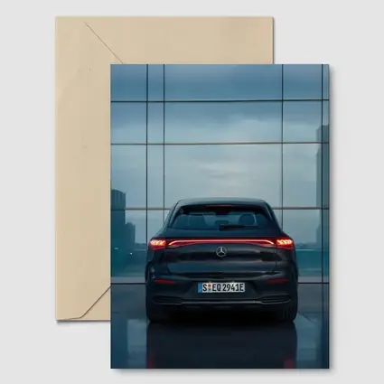 Mercedes EQE Rear Glass Building Night