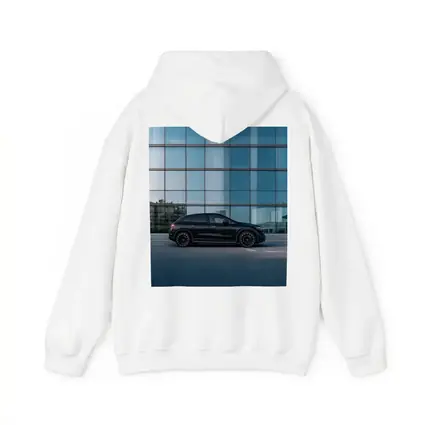 Black Mercedes EQE SUV Glass Building