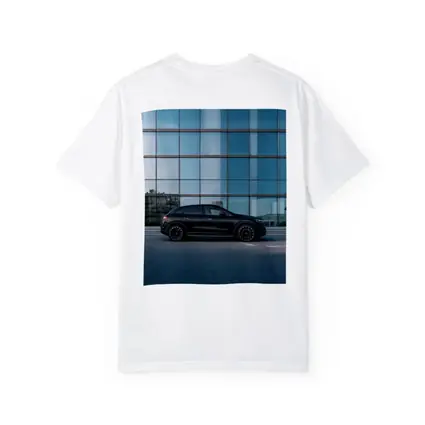 Black Mercedes EQE SUV Glass Building